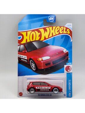 Hot Wheels 92 Honda Civic EG Red J-Imports 4/10 95/250